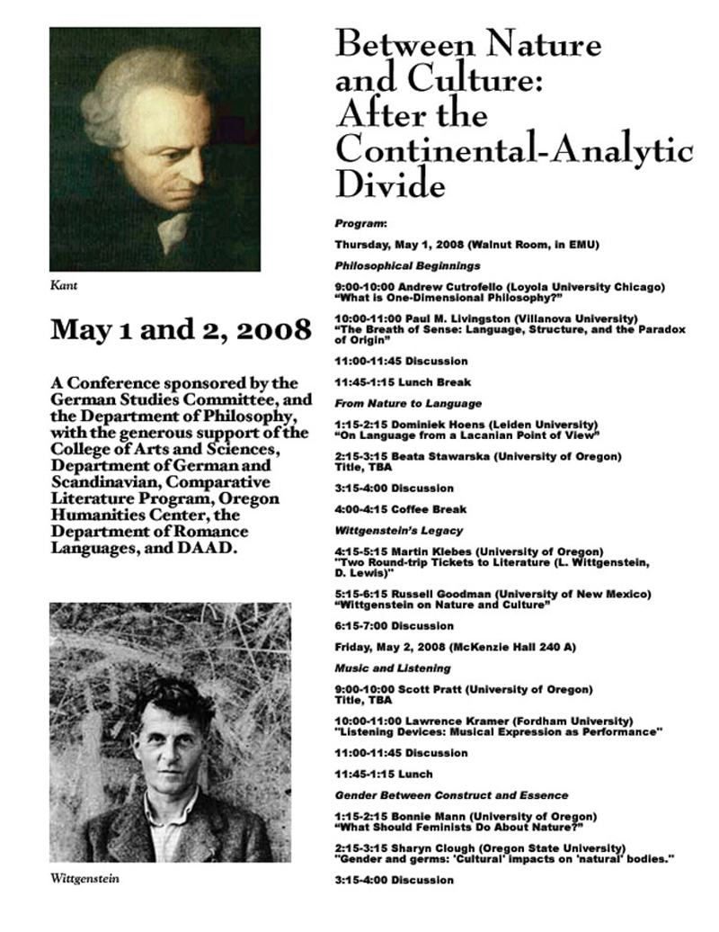 Between Nature and Culture: After the Continental-Analytic Divide  Conference 2008